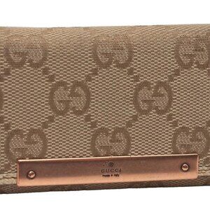 Authentic Vintage GUCCI 6 Hooks Key Case GG Canvas Leather 127048 Beige 1244J